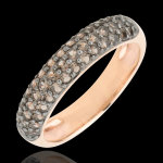 Bague oiseau de paradis - trois rangs - or rose 9 carats et quartz fumé Bague oiseau de paradis - trois rangs - or rose 9 carats et quartz fumé