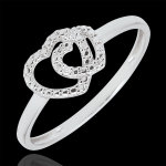 Bague or blanc 9 carats et diamants - coeurs complices Bague or blanc 9 carats et diamants - coeurs complices
