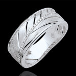 Bague palme - or blanc bross� 9 carats et diamants