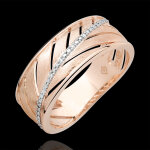 Bague palme - or rose bross� 9 carats et diamants