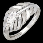 Bague panache - altesse - or blanc 18 carats et diamant synthtique