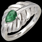 Bague panache - altesse - or blanc 9 carats et meraude synthtique