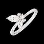 Bague papillon de minuit - or blanc 9 carats et diamants synthtiques