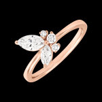 Bague papillon de minuit - or rose 18 carats et diamants synthtiques