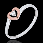Bague petits coeurs - diamant 0. 03 carat - or blanc et or rose 9 carats