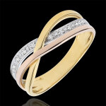 Bague petite saturne - 3 ors et diamants - trois ors 18 carats Bague petite saturne - 3 ors et diamants - trois ors 18 carats
