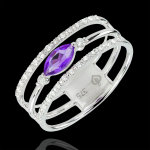 Bague regard d'orient - grand modle - amthyste et diamants - or blan