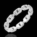 Bague regard d'orient - maillon cubain diamants - or blanc 18 carats et
