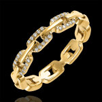 Bague regard d'orient - maillon cubain diamants variation - or jaune 18