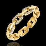 Bague regard d'orient - maillon cubain diamants variation - or jaune 18