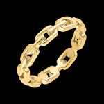 Bague regard d'orient - maillon cubain fin - or jaune 9 carats