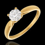Bague roseau or jaune 18 carats sphre pave - 7 diamants
