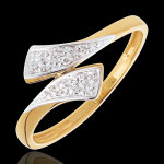 Bague ruban or jaune 18 carats pav�e - 10 diamants