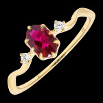 Bague rubra – or jaune 9 carats avec diamants synthétiques et rubis s Bague rubra – or jaune 9 carats avec diamants synthétiques et rubis s