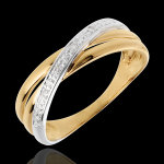 Bague saturne duo variation - 4 diamants - or blanc et or jaune 18 carat