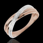 Bague saturne duo variation - 4 diamants - or blanc et or rose 18 carats