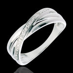Bague saturne duo variation - or blanc 18 carats - 4 diamants Bague saturne duo variation - or blanc 18 carats - 4 diamants
