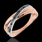 Bague saturne duo variation - or blanc et or rose 18 carats et diamants