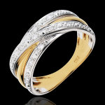Bague saturne illusion - 13 diamants - or blanc et or jaune 18 carats