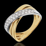 Bague saturne large - 26 diamants 0. 26 carat - or blanc et or jaune 18 c