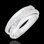 Bague saturne miroir - or blanc 18 carats - 23 diamants