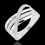 Bague saturne quadri - or blanc 9 carats - diamants Bague saturne quadri - or blanc 9 carats - diamants