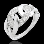 Bague sautoir or blanc 18 carats pav - 24 diamants