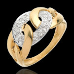 Bague sautoir or jaune 18 carats pave - 24 diamants