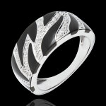 Bague sauvage fline - laque noire et diamants - or blanc 18 carats