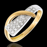 Bague sirne pave - 20 diamants - or blanc et or jaune 18 carats