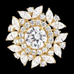 Bague solarys  or jaune 9 carats recycl et diamants de synthse