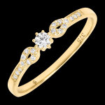Bague soliane � or jaune 9 carats, diamants synth�tiques