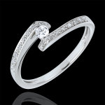Bague solitaire accompagn nid prcieux - promise or blanc 9 carats -