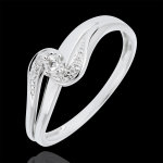 Bague solitaire accompagné nid précieux - sophia - or blanc 9 carats - Bague solitaire accompagné nid précieux - sophia - or blanc 9 carats -