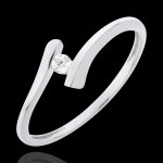 Bague solitaire apostrophe - or blanc 18 carats
