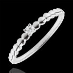 Bague solitaire bonbons d'or or blanc 9 carats - 0. 05 carat