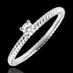 Bague solitaire corde d'or - or blanc 9 carats