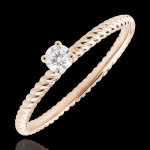 Bague solitaire corde d'or - or rose 18 carats - 0. 1 carat Bague solitaire corde d'or - or rose 18 carats - 0. 1 carat