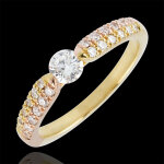 Bague solitaire diamant triomphale - or jaune et or rose 9 carats - 0. 25