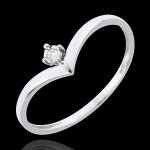 Bague solitaire ecrin prcieux - diamant 0. 01 carat - or blanc 18 cara
