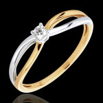 Bague solitaire ella - diamant 0. 08 carat - or blanc et or jaune 18 cara