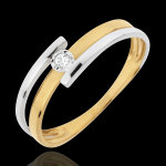 Bague solitaire embrass�e - or blanc et or jaune 18 carats