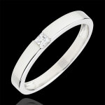 Bague solitaire epure - diamant princesse 0. 08 carat - or blanc 9 carats