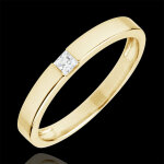 Bague solitaire epure - diamant princesse 0. 08 carats - or jaune 18 cara