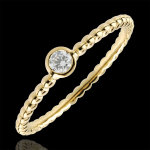 Bague solitaire fleur de sel - un anneau - or jaune 9 carats - 0. 08 cara
