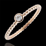 Bague solitaire fleur de sel - un anneau - or rose 18 carats - 0. 08 cara
