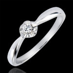 Bague solitaire fraicheur - bouton d'or - or blanc 18 carats et diamant