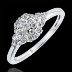 Bague solitaire fraicheur - nid d'abeilles - or blanc 18 carats et diama Bague solitaire fraicheur - nid d'abeilles - or blanc 18 carats et diama