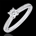 Bague solitaire garlane 4 griffes - 0. 25 carat - or blanc 9 carats