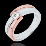 Bague solitaire nid pr�cieux - diamant 0. 25 carat - or blanc et or rose